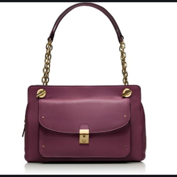 Tory Burch Handbags - Tory Burch Priscilla Gold Chain Plum Shoulder Bag